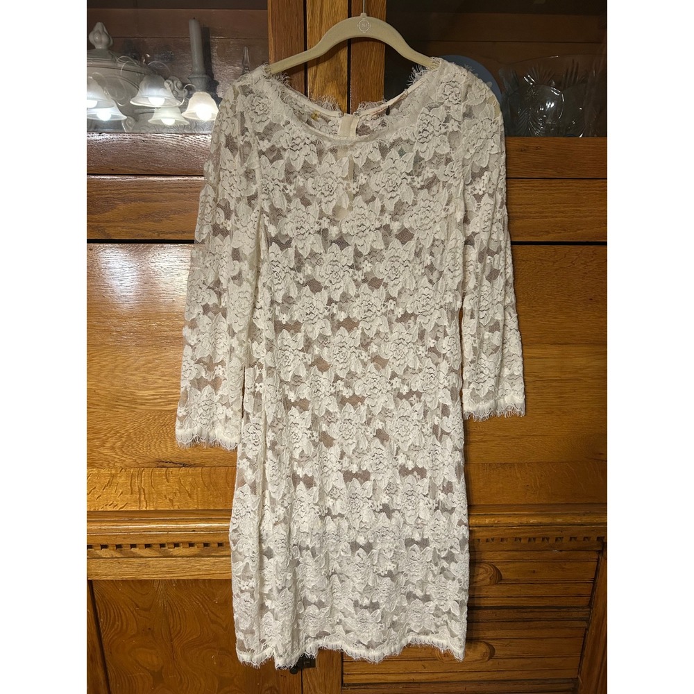 Rebecca Taylor Coquette White Floral Eyelash Allover‎ Lace Sheath Dress Fairy 8